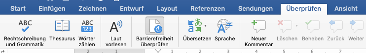 Screeenshot Barrierefreieheit prüfen in Microsoft Office