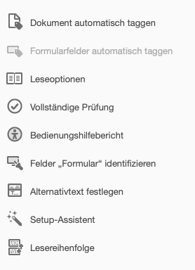 Screenshot Acrobat Pro Barrierefreiheit