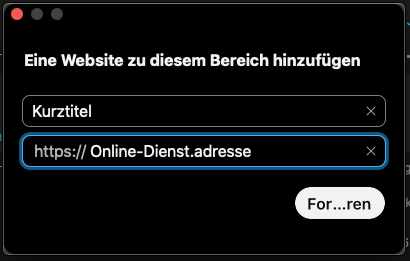 Screenshot Webex - Internetseite hinzufügen
