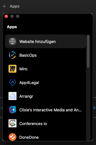 Screenshot Webex: App hinzufügen