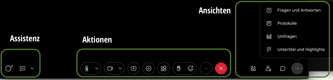 Screenshot Webex Einstellungsbereiche