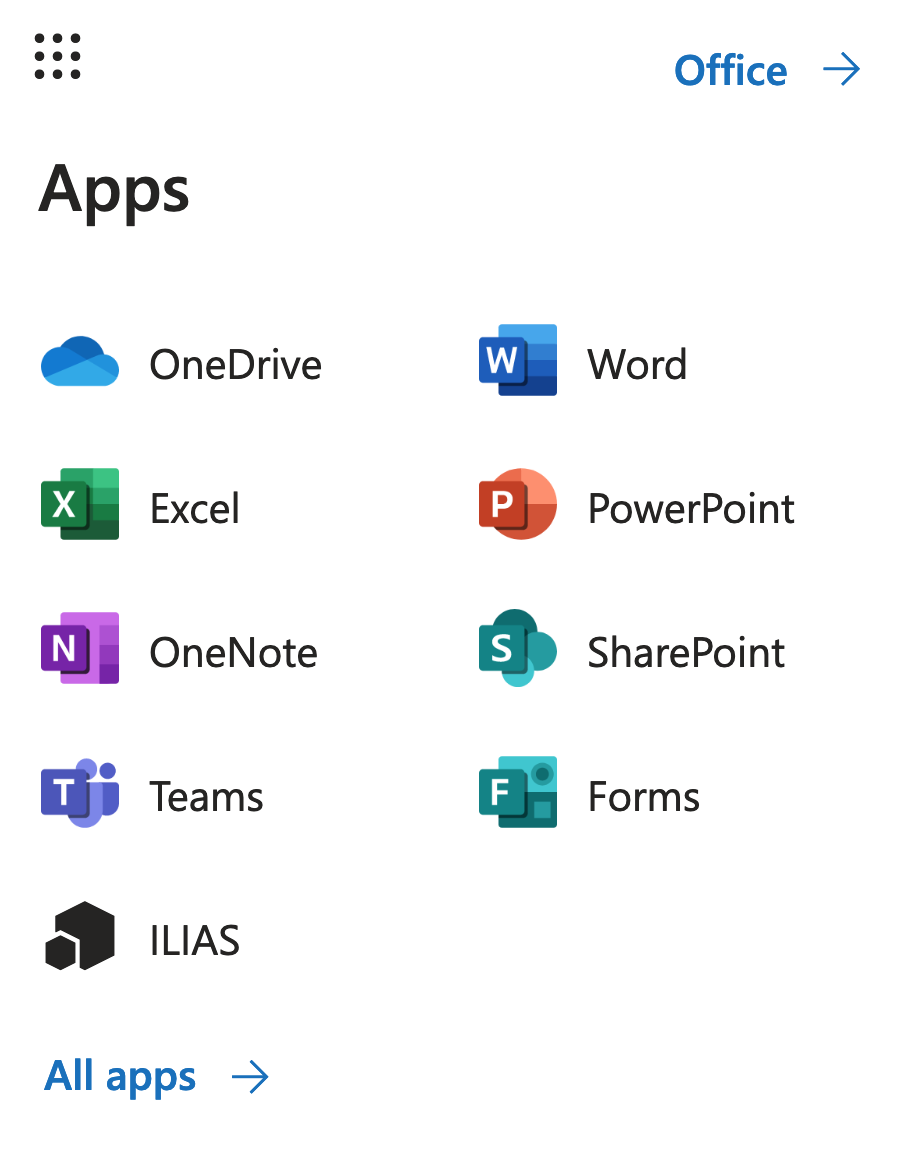 Screenshot office.com: Apps