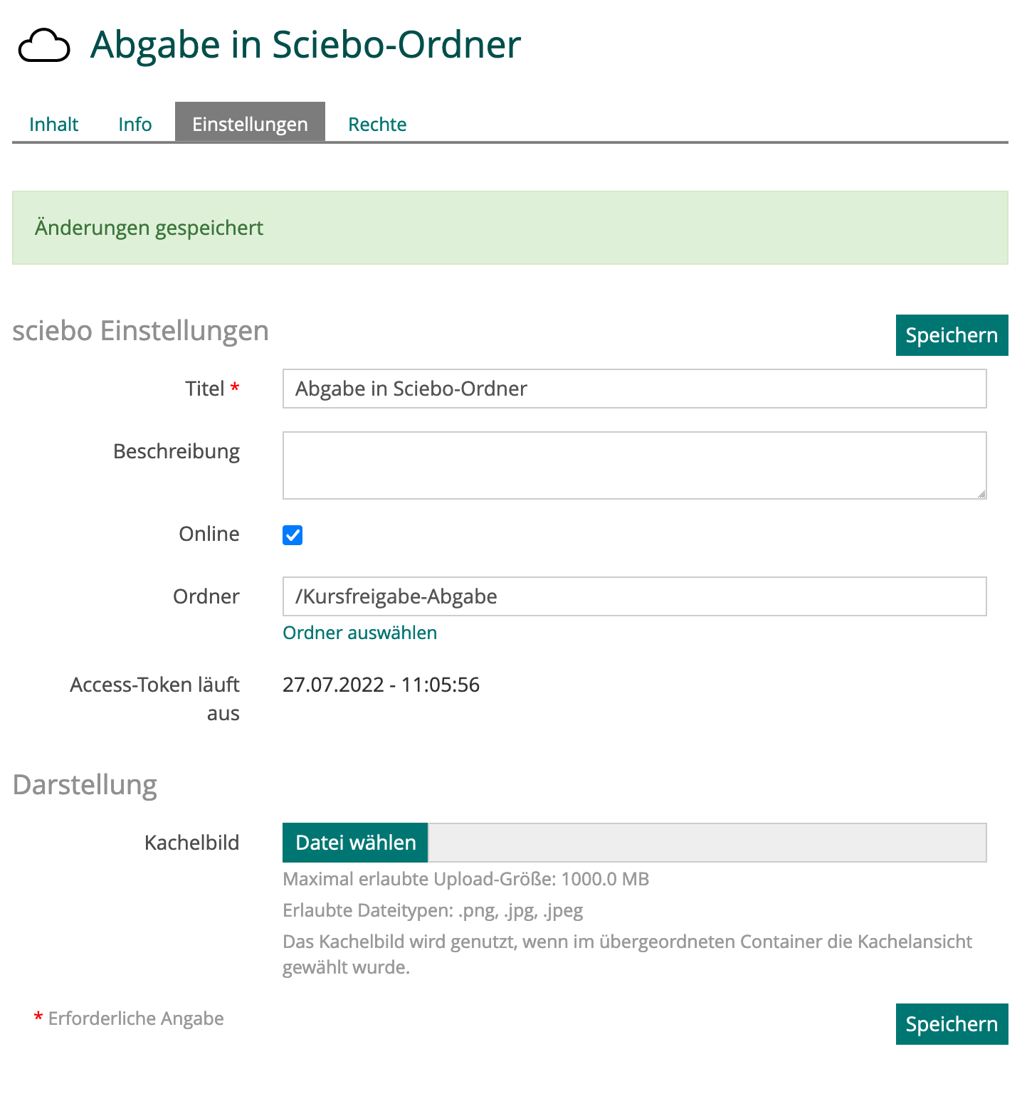 Screenshot: Sciebo Ordnerfreigabe