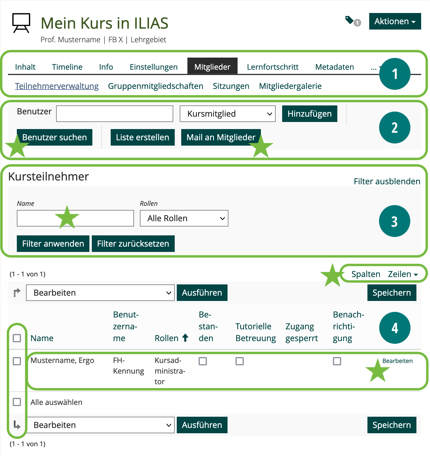 Screenshot ILIAS zeigt Mitgliederliste