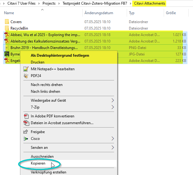 Illustrierender Screenshot: Attachment-Dateien kopieren
