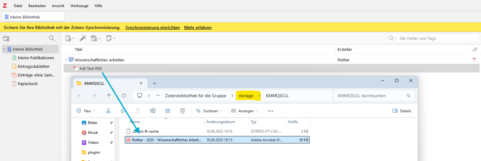 Inhalt: Projekt- oder Gruppenarbeit in Zotero (Bildanleitung): ILIAS