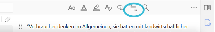Screenshot des Verknüfungssymbols im Notizmenü